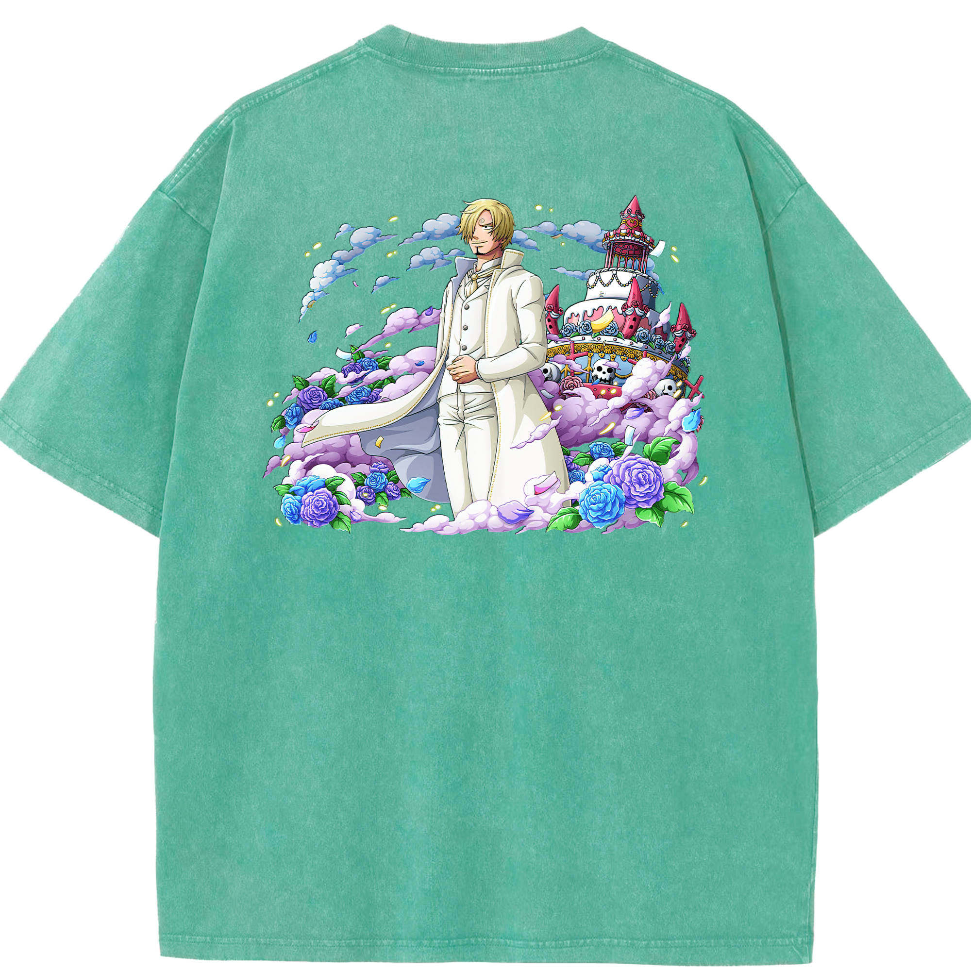 （画像用） ワンピース サンジ ONE PIECE Sanji 綿100% ヴィンテージ風 半袖Tシャツ（背面プリント）